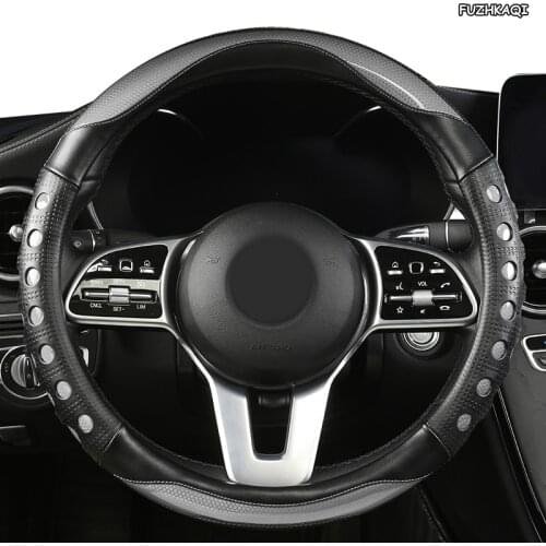 FUZHKAQI Microfiber Leather Car Steering Wheel Cover For Daihatsu Terios Sirion Mira Cuore YRV Ayla Sigra Xenia Luxio