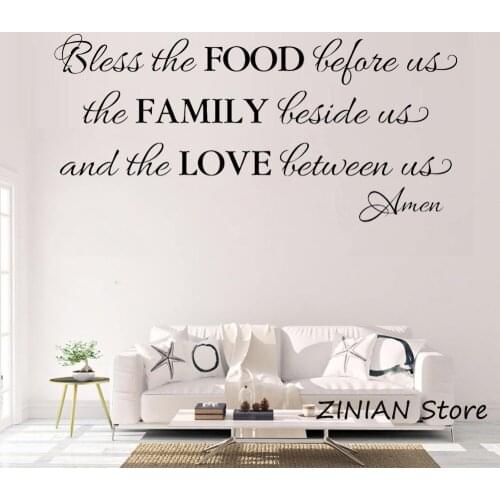 Kitchen Decor Blessing Wall Decals Dining Room Food Family Love Wall Sticker Quote Living Room Decorate Waterproof Decal Z073