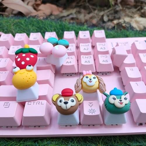 Resin Cute Kawaii Keycap Mechanical Keyboard Caps Accessories Handmade Custom Personalized Cartoon Anime Modeling PBT Keycaps R4