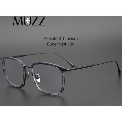 100% Titanium Men Glasses Frames Square Myopia Optical Prescription Eyeglasses Frames Hyperopia Acetate Retro Ultralight Eyewear