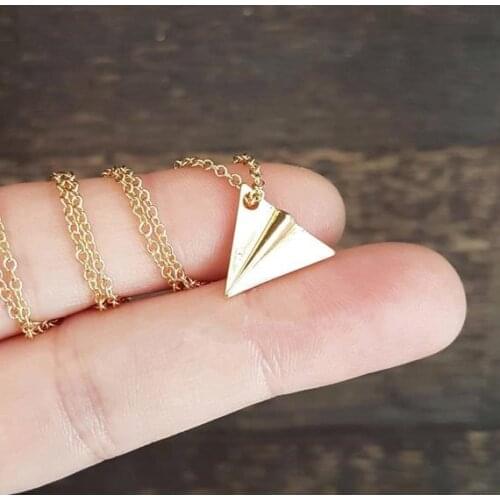 Small Origami Plane pendant Necklace Tiny Aviation aircraft model Airplane Necklace Paper Plane Necklace Dream astronaut Jewelry