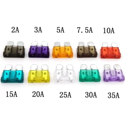 10pcs/set 2/3/5/7.5/10/15/20/25/30/35A Car Truck MINI Blade Fuses AMP Plastic Box Assortment with Clip Auto Blade Type Fuse Set