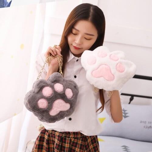 Dropshipping 25 CM Kawaii Bear Paw Plush Backpack Dolls Stuffed Toy Children Gift Kids ToyS cat paw bags baby Girls