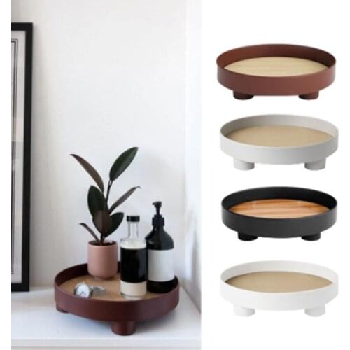 Tea Food Dishes Drink Platter Jewelry Sundries Tray Home Desktop Storage Tray Round Serving Tray Kitchen Tableware Storage Tray