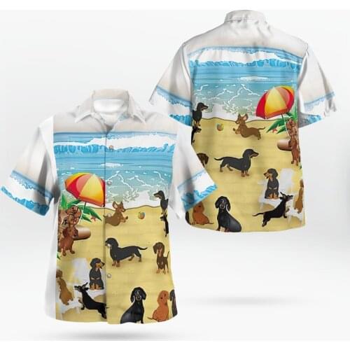 Anime Dog Breathable 3D Beach Hawaii Summer 2021 Shirt Short Sleeve Shirt Streetwear Oversized Camisas De Hombre Blusa Masculina