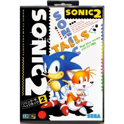Sega MD games card -Sonic 2 JAP Cover for Sega MegaDrive Video Game Console 16 bit MD card