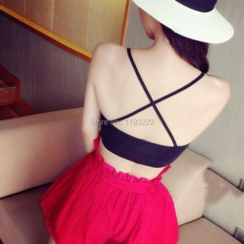 Sexy Women Girl Cross Back Bandage Wrapped Cami Tank Crop Top Chest Bra Strappy Bralette BLOUSE