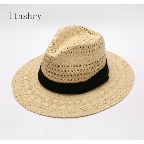 2021 Panama Hat Summer Sun Hats For Women Men Beach Straw Hat Fashion UV Sun Protection Travel Cap Chapeu Feminino