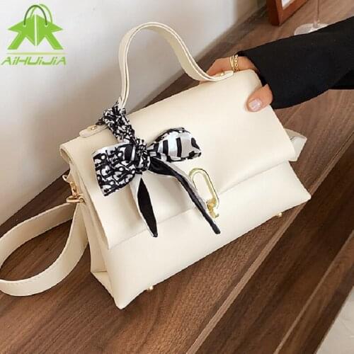 Fashion Ribbons Shoulder Messenger Bag for Woman High Quality Soft Pu Leather Ladies Handbags Solid Color Casual Crossbody Bag
