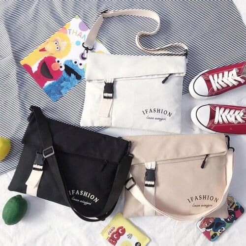 Fashion Women Letters Hasp Canvas Shoulder Bags Messenger Bags 2019 New Female Casual Students School Bags Handbags