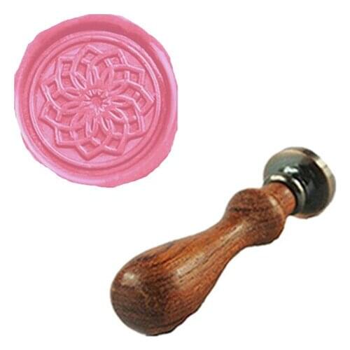 Vintage Fancy Flower Blossom Custom Picture Logo Wedding Invitation Wax Seal Sealing Stamp Rosewood Handle Set