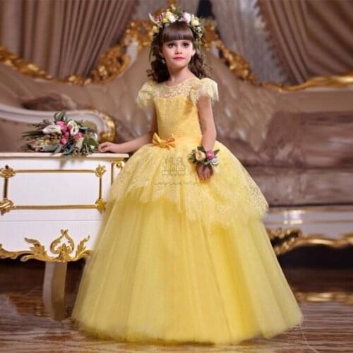Vintage Flower Girls Dress for Wedding Children Princess girldress Party Pageant Long Gown Kids Dresses for Girls Formal Clothes