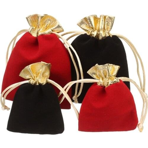 XINYAO 10Pcs/lot 7x9/9x12cm Red/Black Velvet Bag Drawstring Pouch Jewelry Packaging Storage Christmas/Wedding Gift Bag F1846
