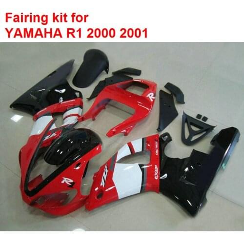 Aftermarket body parts for Yamaha fairings YZFR1 2000 2001 red black white fairings set YZF R1 00 01 BA79