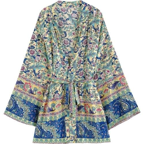 Bohemian Style Plus Size Women Kimono Bikini Holiday Blouse Plus Size Rayon Cotton Female Kimonos Blusas