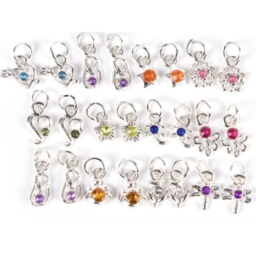 1Pcs Golden Hole Pierce Tool+24 Pendant Dangle Decoration Nail Art Hand Dangle Drill Hole Maker Dotting Pen Uv Gel AcrylicTip