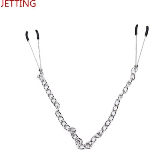 Body jewelry 1 PCS Stainless Steel Long Chain Nipple Clamps Tweezers Novelty Breast Clips for Women
