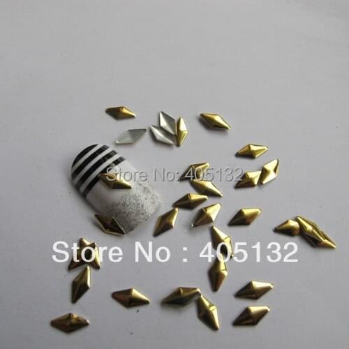 1 Bag OD-33-Gold Free Shipping 3D 4*8MM Gold Diamond Metal Stud Shiny Nail Decoration Lovely Outlooking