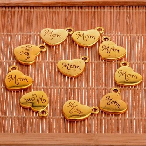 10PCs/lot Heart Mom Charm Pendant For Necklace Bracelet Accessories Xmas Gifts Family Mother Mommy Jewelry Mothers Day Presents