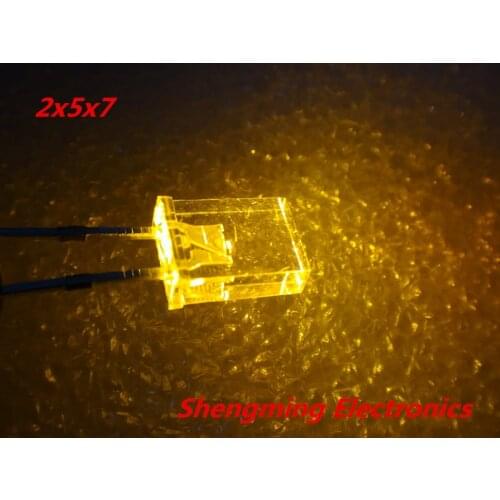 1000PCS 2x5x7 Yellow Color Led 1.8~2.2V 120deg 2*5*7 MM water clear
