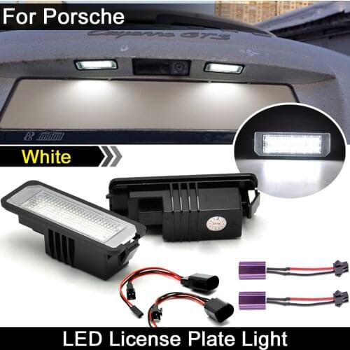 2Pcs For Porsche 911 Carrera Targa 987 Boxster Cayman 958 Cayman 987 981 958 Macan 95B Boxster Spyder LED License Plate Lights