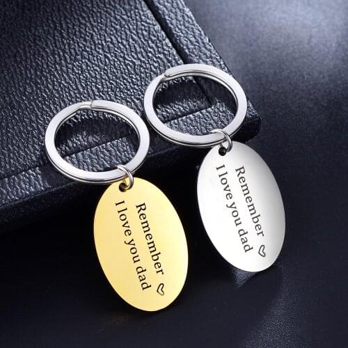 3pcs/Lot Stainless Steel Remember I Love You Dad Letter Key Chain Key Ring For Fathers Day Gift Jewelry