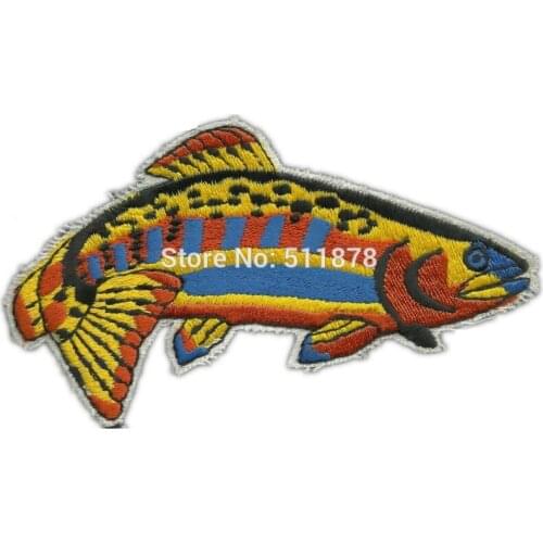 5.3" Rainbow Trout Fish Fishing Collectors Embroidered Motorcycle Biker Vest Patch SEW ON IRON ON Badge Emblem