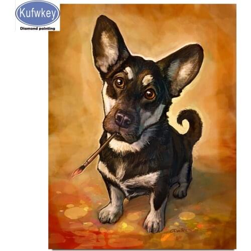 5D DIY Diamond Painting Jack Russell Full Square round Rhinestone Drill Embroidery Mosaic cattle black white art Home Decoration