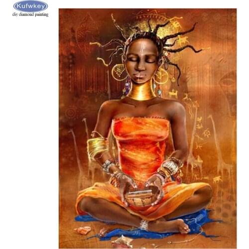 Diamond Painting full Square Round African women Picture Of Rhinestones Home Decoration Diamond Embroidery Display abstract