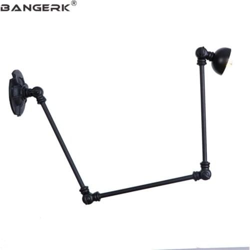 BANGERK American Industrial Adjust LED Wall Lamp Loft Vintage Iron Long Arm Sconce Wall Lights Bedside Home Decor Lighting