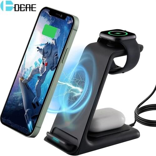 15W Qi Fast Wireless Charger Stand For iPhone 12 11 XR X 8 Apple Watch 6 SE 3 In 1 Charging Dock Station for Airpods Pro iWatch