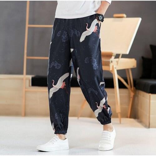 2021 New Men Fashion Print Harem Pants Vintage Chinese Style Jogging Pantalon Harajuku Male Loose Casual Trousers Plus Size 5XL