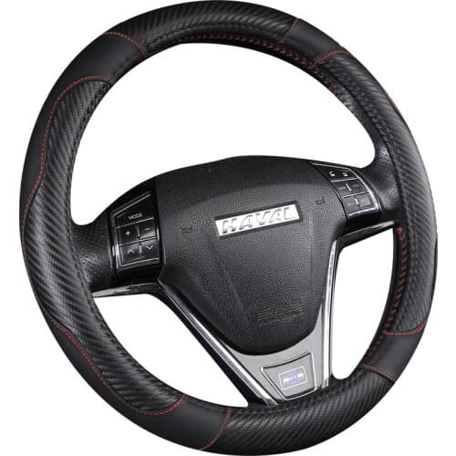 38CM PU Leather+Carbon Fiber Steering Wheel Cover Car-styling for Great Wall Haval Hover H1 H3 H6 H2 H5 C50 C30 Auto Accesorioss
