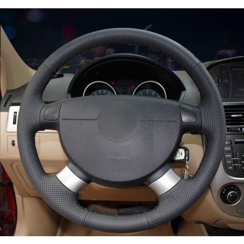 Black Artific leather Steering Wheel Cover for chevrolet aveo LOVA buick Excelle daewoo gentra 2013 2015 lacetti 2006 - 2012