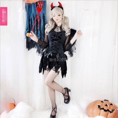 Cos Halloween Lolita Dress Cos Angel Devil Black Retro Gothic Harajuku Dress Lolita Sweet Party Dresses
