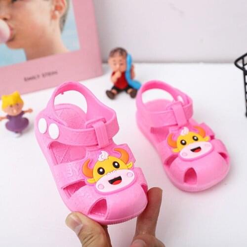 Summer Baby Boy Girl Beach Cow Sandals Children PVC 16-20 0-1.5Years Pink Blue P17