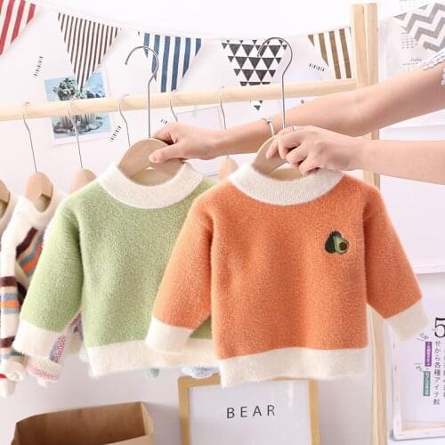 Baby Kids Velvet Knitted Sweater Warm Autumn Winter Sweater Mohair Toddler Kids Sweaters Baby Outwear Clothing Tops
