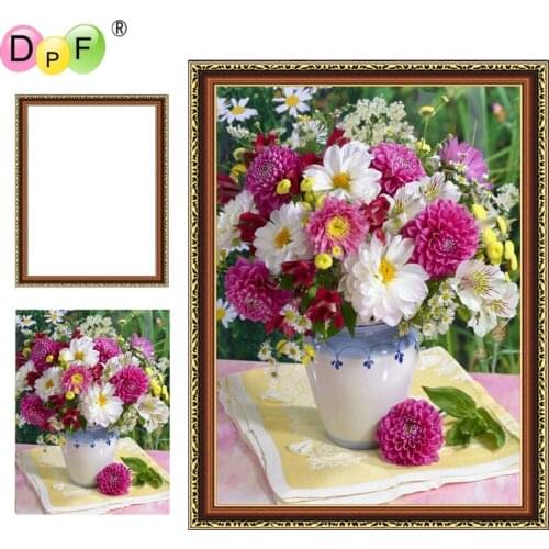 DPF DIY New Framed Diamond Embroidery vase 5D Round full Diamond Painting Cross Stitch Rhinestone home Decor crafts needlework