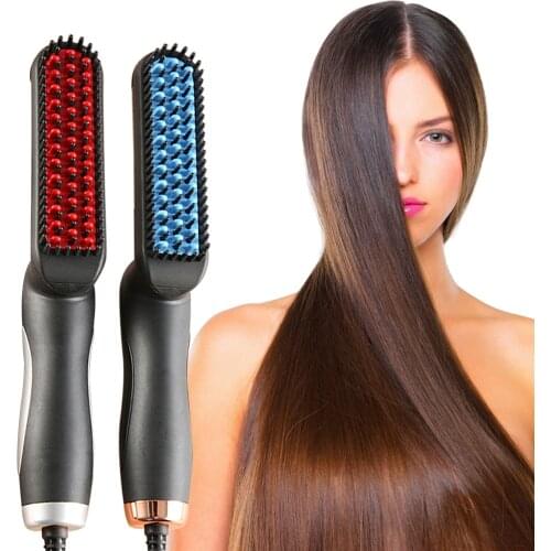 Electric Beard Comb Straightening Brush Fast Heating Foldable Straightener Comb Anti-Scalding Grooming Hair Styling Brush USB