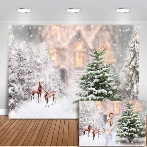 Winter Snowflake Backdrop for photography Christmas Tree Photo Background Studio Sliver Glitter Bokeh Forest Photocall for photo