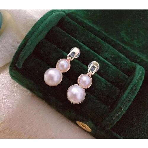 TWO PEARL 925 Sterling Silver Earrings Findings Settings Base Mountings Parts for Coral Pearls Agate Crystal Stones Jade