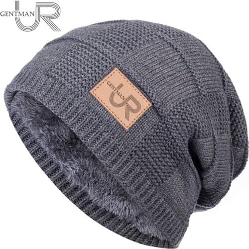 New Unisex UR Label Winter Hats For Men & Women High Quality Warm Ski Beanie Hat Cotton Men Women Fur Lined Knitted Hat Cap