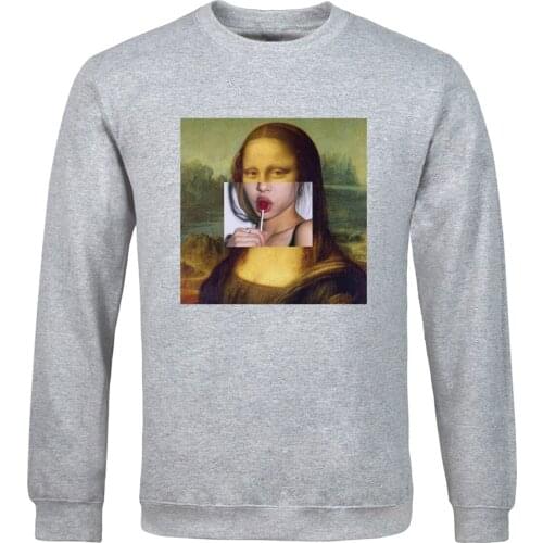 Solid color 2020 New male Sweatshirts Hip Hop Harajuku Streetwear clothing Leisure Funny Mona Lisa Tumblr spring autumn hoodies