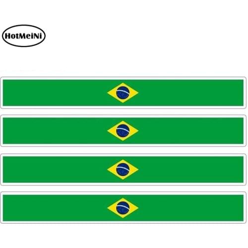 HotMeiNi 13cm x 1.7cm 4pcs Car Stripe Motorcycle Racing Flag Sticker Car Bumper Decal Bike Moto Tuning Brazil Car Stickers