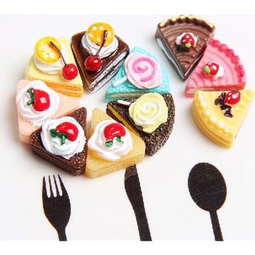Kawaii Resin Cabochons 10pcs/Lot DIY Jewelry Findings Ornament Accessories Fruit Cake Shape Clay Beads Hair Bow Center DIY