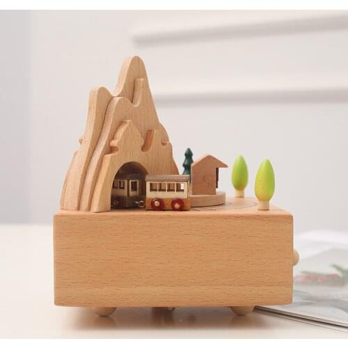 Creative roller coaster train carousel Music Box Movement Spin Hand Operated Creativity crafts room Decoration Christmas gift