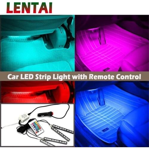LENTAI 1Set Car LED Light with Remote Control RGB Atmosphere Lamp Strip For VW Polo Jetta Toyota Corolla Mercedes Saab Renault
