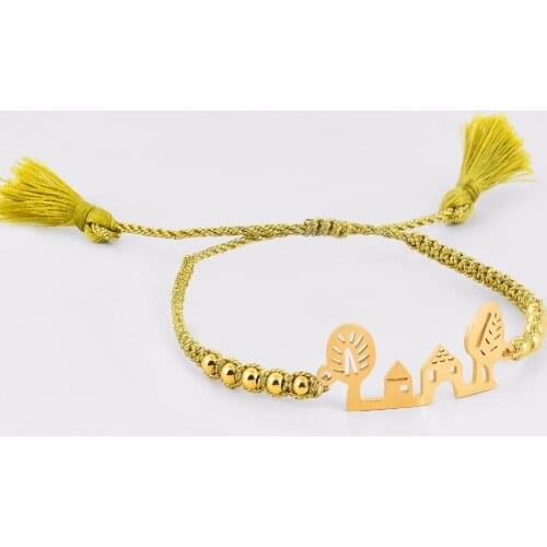 Fashion Women girls Stainless Steel Family bangle handmade tassel beaded adjustable stretch bracelet wholesale&dropship Jewelry