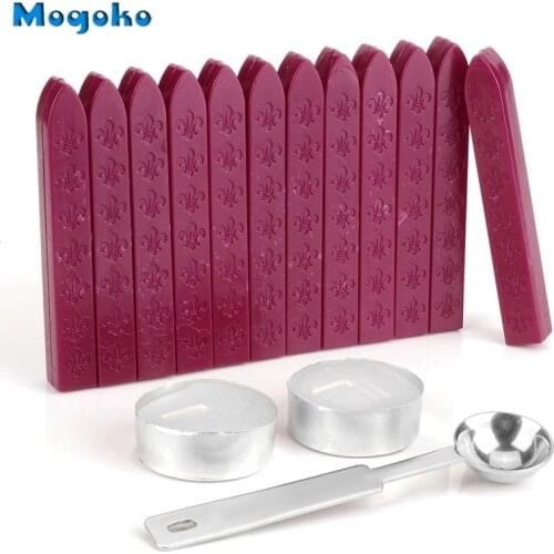 Mogoko Sealing Wax Sticks Set Without Wicks Antique Seal Wax for Wax Seal Stamp 12 Pieces With Spoon