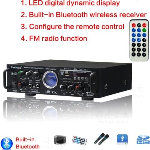 High-power 100W*2 2.0 Power Amplifier Locomotive Home Karaoke Stage Audio Conference Square Dance Car Bluetooth Power Amplifier